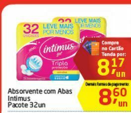 Tenda Atacado Absorvente com abas intimus 32un oferta