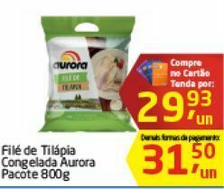 Tenda Atacado Filé de tilápia congelada aurora 800g oferta