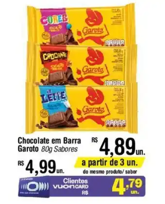 Fort Atacadista Chocolate em Barra Garoto 80g Sabores oferta