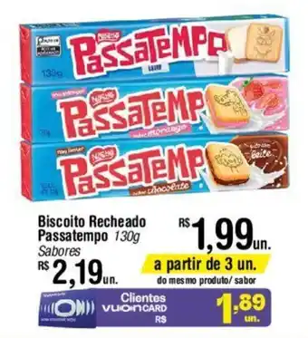 Fort Atacadista Biscoito Recheado Passatempo 130g Sabores oferta