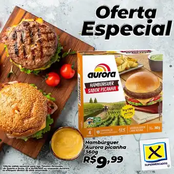 X Supermercados Hamburguer Aurora Picanha 360g oferta