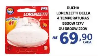 DUCHA LORENZETTI BELLA 4 TEMPERATURAS 5500W 127V OU 6800W 220V