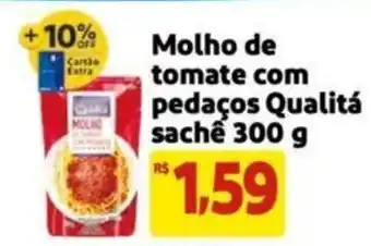 Extra Supermercado Molho de tomate com pedaços Qualitá sache 300 g oferta