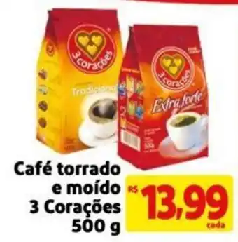 Extra Supermercado Café torrado e moído 3 Corações 500g oferta
