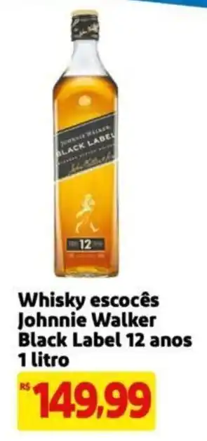 Extra Supermercado Whisky escocês Johnnie Walker Black Label 12 anos 1 litro oferta