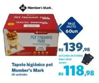 Sam's Club Tapete higiênico pet Member's Mark 60 unidades oferta
