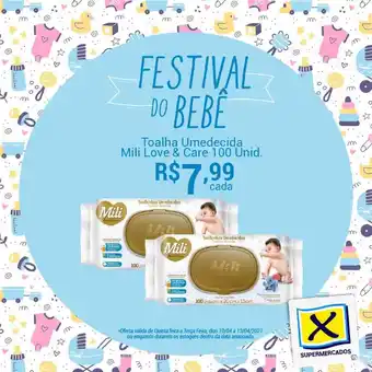 X Supermercados Toalha Umedecida Mili Love & Care oferta