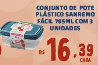 CONJUNTO DE POTE PLÁSTICO SANREMO FÁCIL 785ML COM 3 UNIDADES