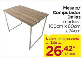 Carrefour Mesa p/ Computador Dallas 100cm x 60cm x 74cm oferta