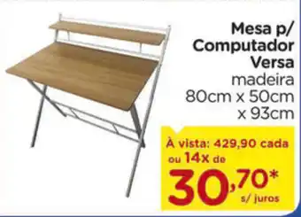 Carrefour Mesa p/ Computador Versa 80cm x 50cm x 93cm oferta