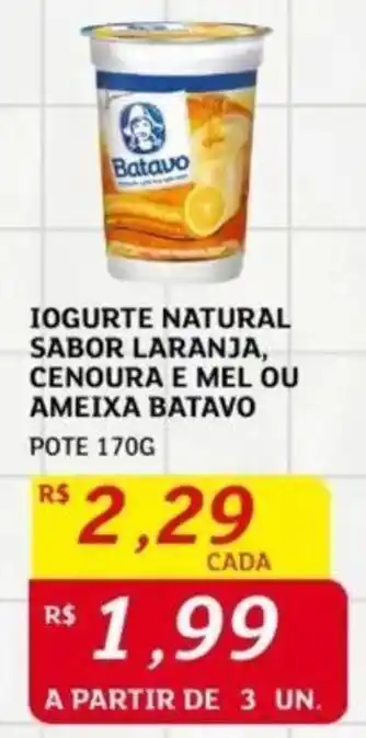 Assaí Atacadista IOGURTE NATURAL SABOR LARANJA, CENOURA E MEL OU AMEIXA BATAVO POTE 170G oferta
