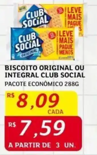 BISCOITO ORIGINAL OU INTEGRAL CLUB SOCIAL PACOTE ECONÔMICO 288G