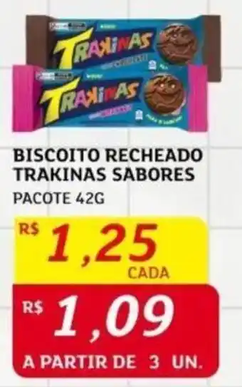BISCOITO RECHEADO TRAKINAS SABORES PACOTE 42G