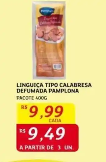 Assaí Atacadista LINGUIÇA TIPO CALABRESA DEFUMADA PAMPLONA PACOTE 400G oferta