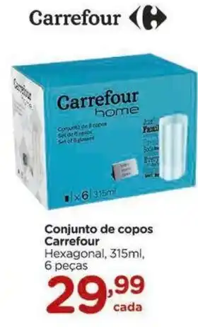 Carrefour Conjunto de copos Carrefour Hexagonal, 315ml, 6 peças oferta