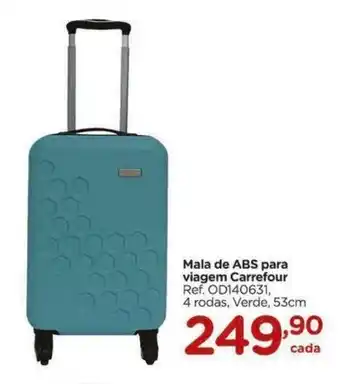 Carrefour Mala de ABS para viagem Carrefour Ref. OD140631, 4 rodas, Verde, 53cm oferta