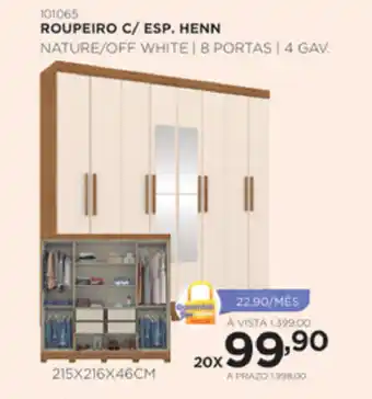 Benoit Roupeiro c/ Esp. Henn - Off White 8 Portas oferta