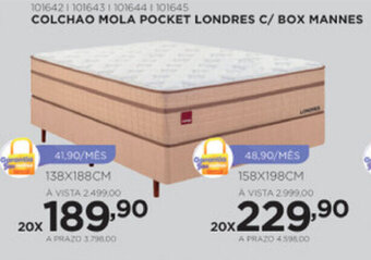 Benoit Colchao Mola Pocket Londres c/ Box Mannes 138 x 188cm oferta