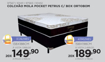 Colchao Mola Pocket Petrus c/ Box Ortobom 138 x 188cm