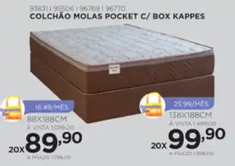 Benoit Colchao Molas Pocket c/ Box Kappes 88 x 188cm oferta