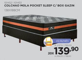 Benoit Colchao Mola Pocket Sleep c/ Box Gazin 138 x 188cm oferta
