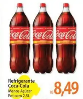 Atacadão Refrigerante Coca-Cola Menos Açúcar Pet com 2,5L oferta