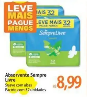 Atacadão Absorvente Sempre Livre Suave com abas Pacote com 32 unidades oferta