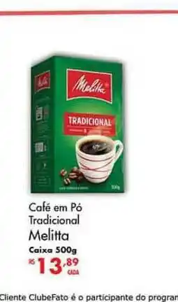 Muffato Café Em Pó Tradicional Melitta 500g oferta
