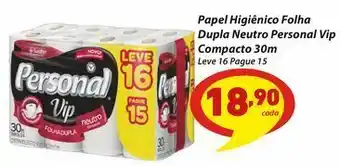 Papel higiênico folha dupla neutro personal vip