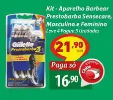 Kit - aparelho barbear prestobarba sensecare, masculino e feminino