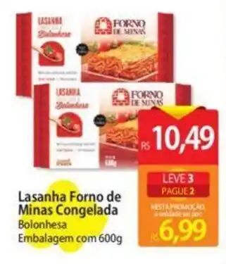 Atacadão Lasanha Forno de Minas Congelada Bolonhesa Embalagem com 600g oferta