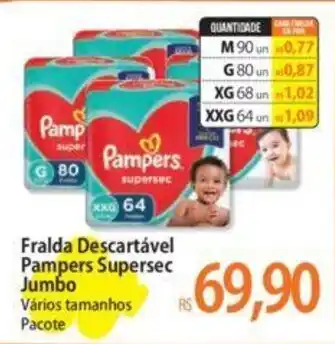 Atacadão Fralda Descartável Pampers Supersec Jumbo Vários tamanhos Pacote oferta