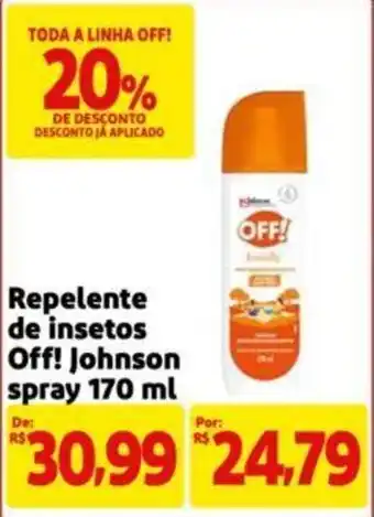 Extra Supermercado Repelente de insetos Off! Johnson spray 170 ml oferta