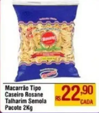 Macarrão Tipo Caseiro Rosane Talharim Semola Pacote 2Kg