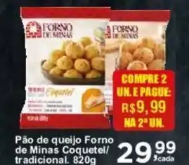 Rossi Supermercado Pão de queijo Forno de Minas Coquetel/ tradicional. 820g oferta