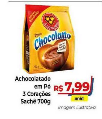 Hiper Moreira Achocolatado Em Pó 3 Corações 700g oferta