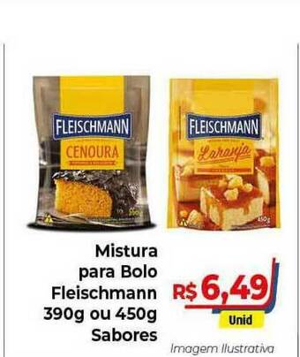 Hiper Moreira Mistura Para Bolo Fleischmann Sabores 390g ou 450g oferta