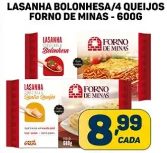 LASANHA BOLONHESA/4 QUEIJOS FORNO DE MINAS - 600G