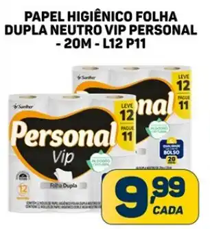 Dom Atacadista PAPEL HIGIÊNICO FOLHA DUPLA NEUTRO VIP PERSONAL -20M-L12 P11 oferta