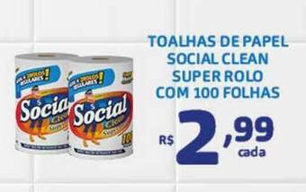Toalhas De Papel Social Clean Super Rolo Com 100 Folhas