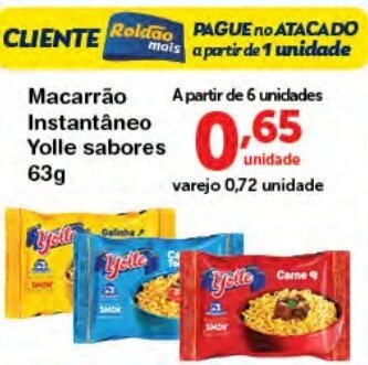 Roldão Macarrao Instantaneo Yolle sabores 63g oferta