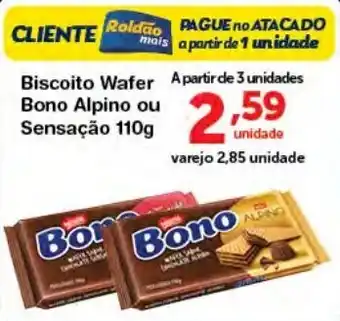 Roldão Biscoito Wafer Bono Alpino ou Sensacao 110g oferta