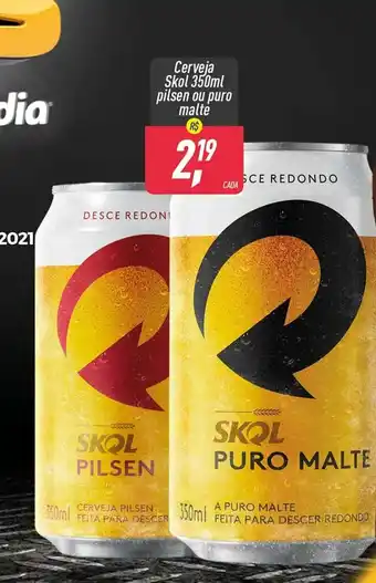 Cerveja Skol 350ml pilsen ou puro malte
