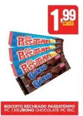 Fort Atacadista BISCOITO RECHEADO PASSATEMPO PC 130G/BONO CHOCOLATE PC 90G oferta