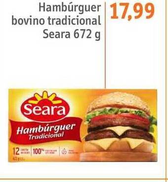Sonda Hambúrguer Bovino Tradicional Seara 672g oferta