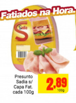 Barbosa Supermercados Presunto Sadia s/ Capa Fat. cada 100g oferta