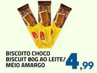 Rancho Bom Supermercados BISCOITO CHOCO BISCUIT 80G AO LEITE/ MEIO AMARGO oferta