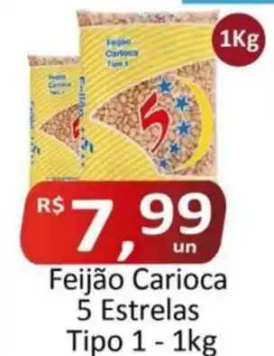 Feijão Carioca 5 Estrelas Tipo 1 - 1kg