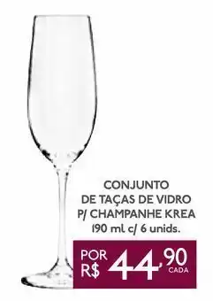 Conjunto de taças de vidro p/ champanhe krea 190 ml c/ 6 unids