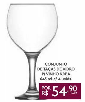 Conjunto de taças de vidro p/ vinho krea 645 ml c/ 4 unids.